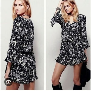 Free People All The Right Ruffles Romper Size S Black NWT